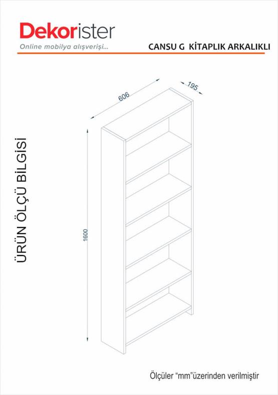 Dekorister Cansu G 5 Raflı  Kitaplık Beyaz