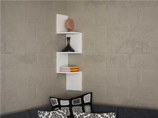 Dekorister Corner Duvar Rafı Beyaz