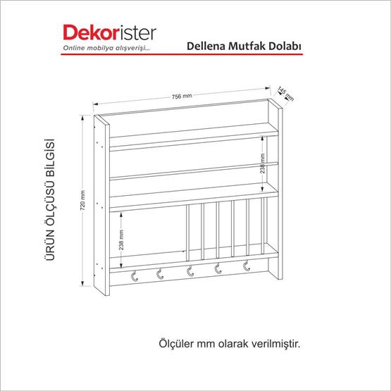 Dekorister Dellana Mutfak Duvar Rafı Dolabı Beyaz