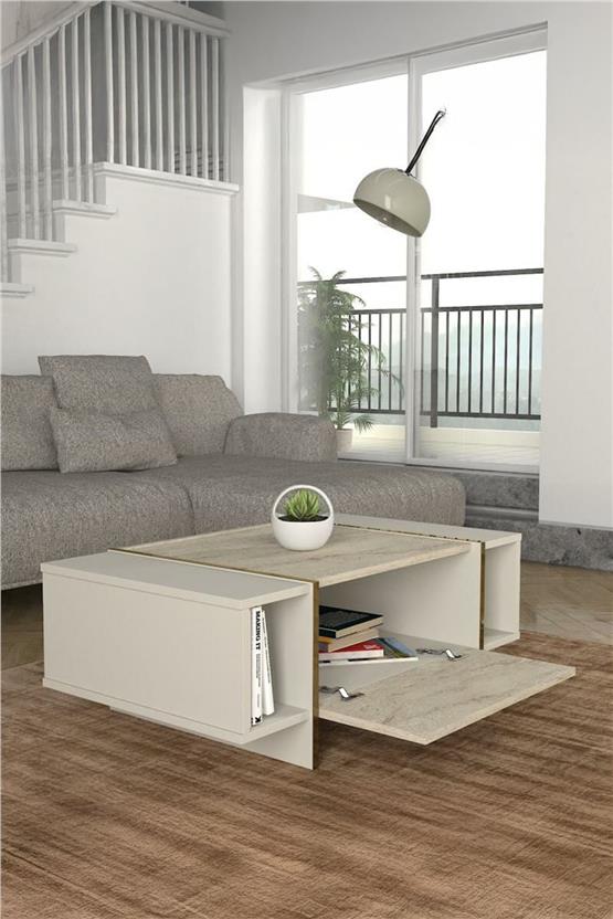 Dekorister Exclusive Veyron Orta Sehpa Kumtaşı-Traverten