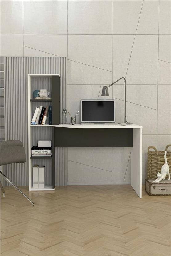 Dekorister Gemini Çalışma Masası Beyaz - Antrasit