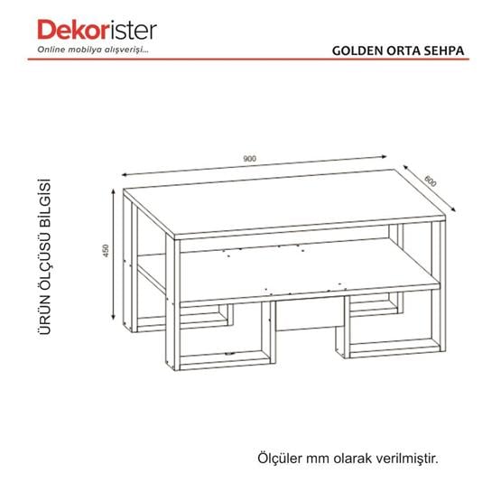 Dekorister Golden Orta Sehpa BeyazCeviz