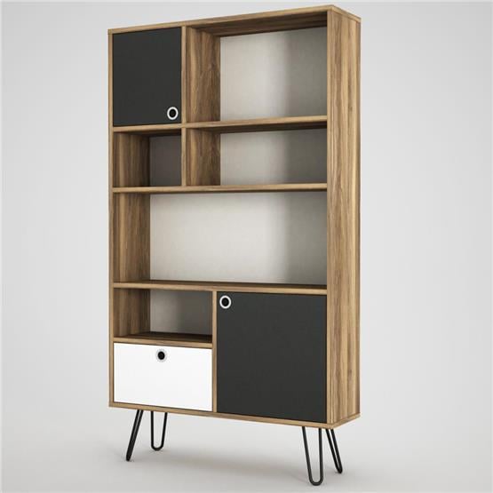 Dekorister Karamel Kitaplık CevizAntrasit