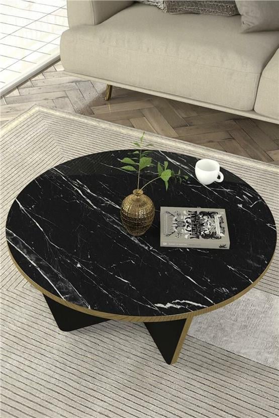 Dekorister Lagerta Orta Sehpa Siyah Mermer - Siyah