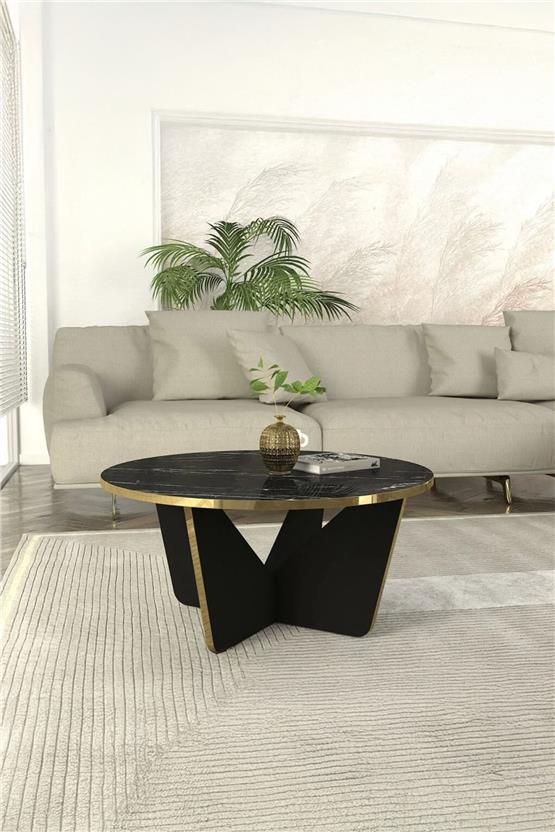 Dekorister Lagerta Orta Sehpa Siyah Mermer - Siyah