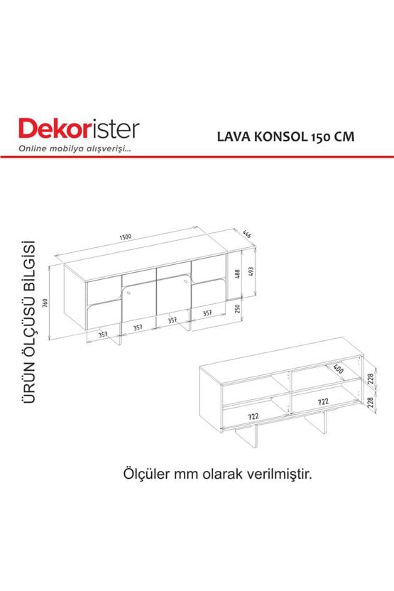 Dekorister Lava Konsol Rota - Antrasit 150cm