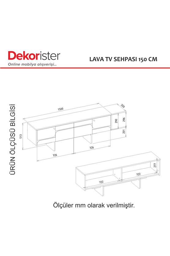 Dekorister Lava Tv Sehpası Rota - Antresit 150cm