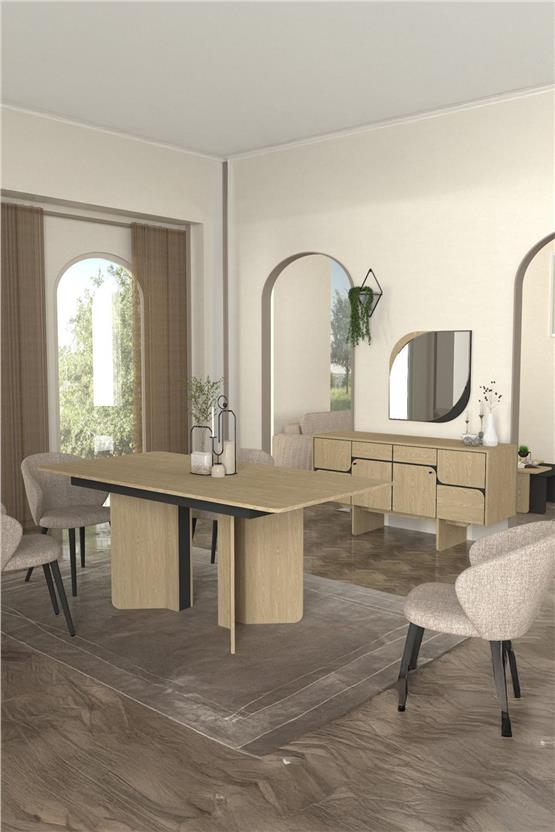 Dekorister Lava Yemek Masası Rota - Antrasit 180cm