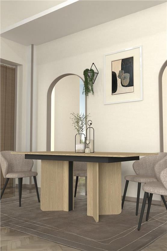 Dekorister Lava Yemek Masası Rota - Antrasit 180cm