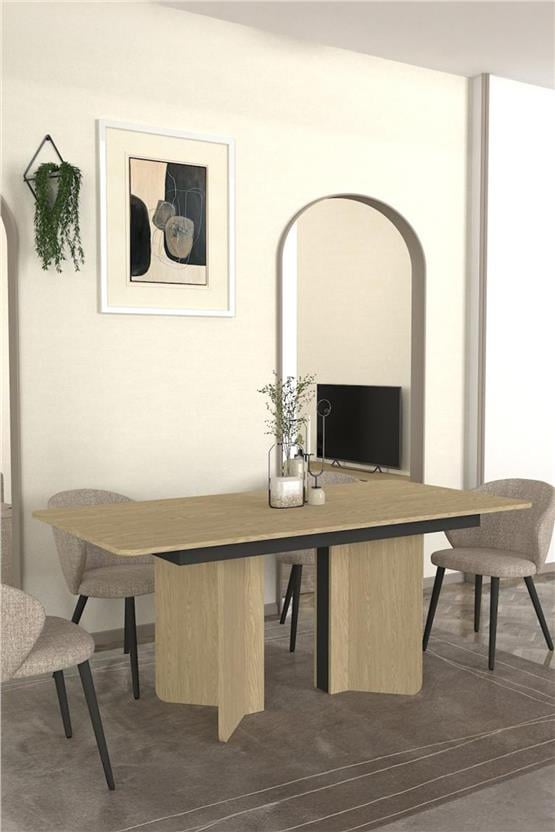 Dekorister Lava Yemek Masası Rota - Antrasit 180cm