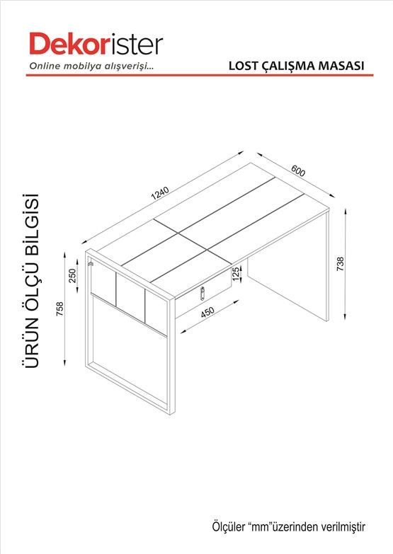 Dekorister Lost Metal Çalışma Masası Ceviz