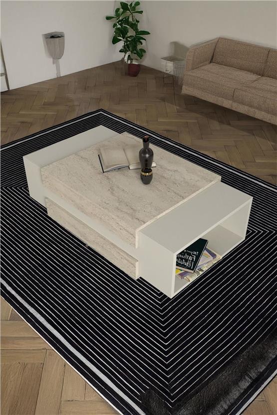 Dekorister Nora Orta Sehpa Kumtaşı-Traverten