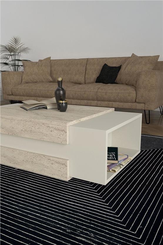 Dekorister Nora Orta Sehpa Kumtaşı-Traverten