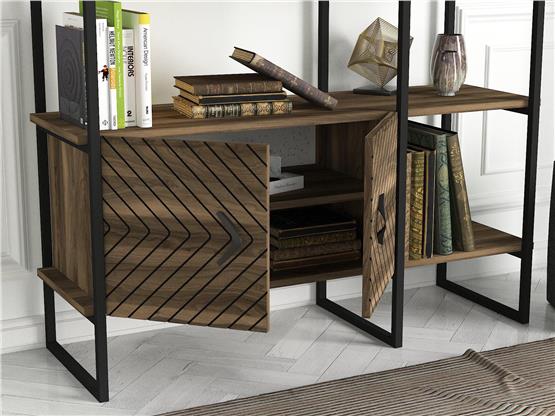 Dekorister Santana Demir Kitaplık Ceviz