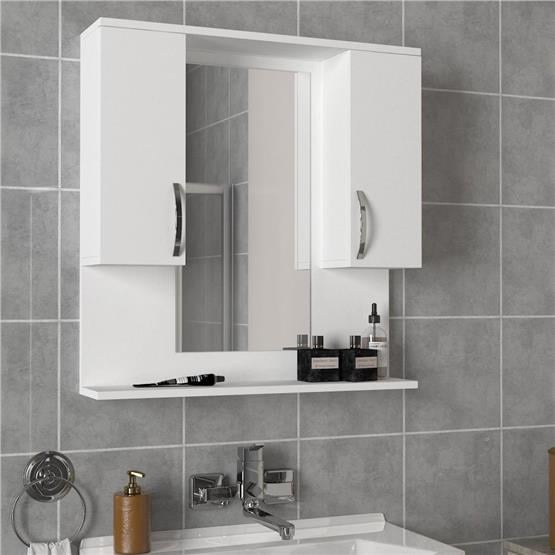 Dekorister Tiger Aynalı Banyo Dolabı Etajer Beyaz