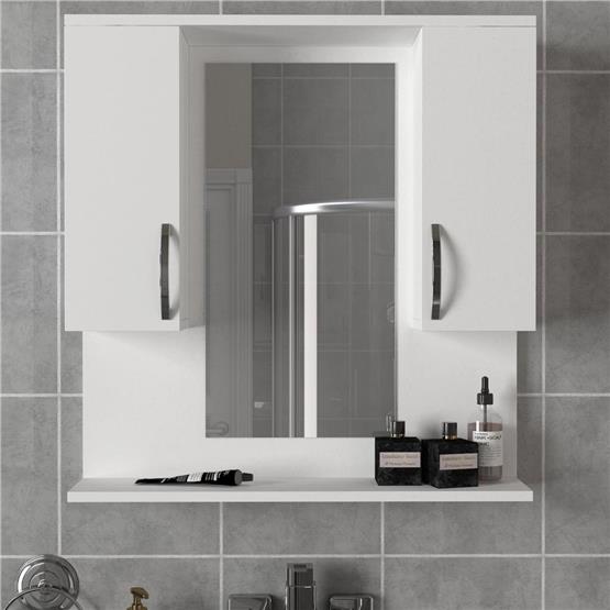 Dekorister Tiger Aynalı Banyo Dolabı Etajer Beyaz