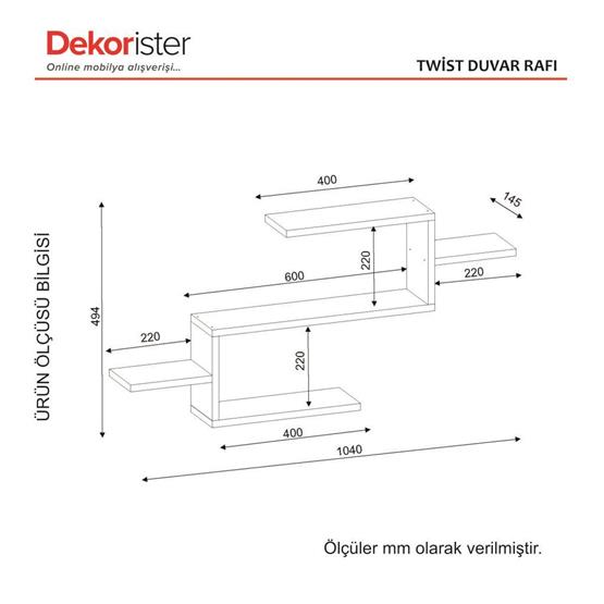 Dekorister Twist Duvar Rafı Beyaz