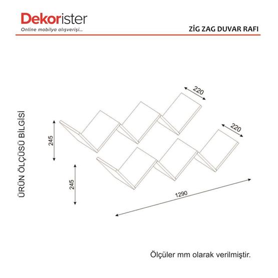 Dekorister Zig Zag Duvar Rafı Beyaz