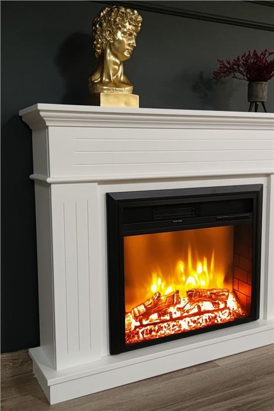 DLC Alegre Elektrikli Şömine Beyaz Üç Çizgili 1800W (DLC1166)