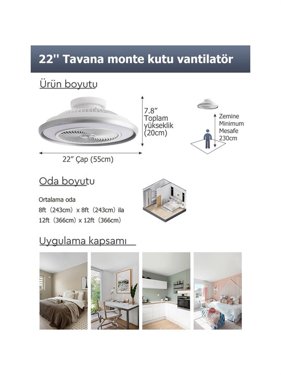 DLC Aracelı Gümüş Renk Tavan Vantilatörü 56 Cm CMBF-FS7016