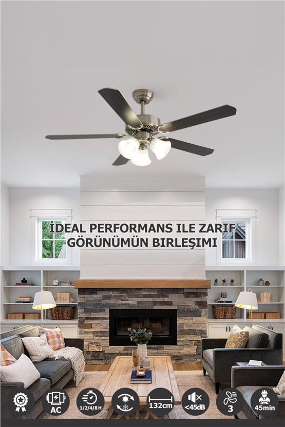 DLC Brısote Mat Krom Tavan Vantilatörü 132cm (DCF-X52140N)