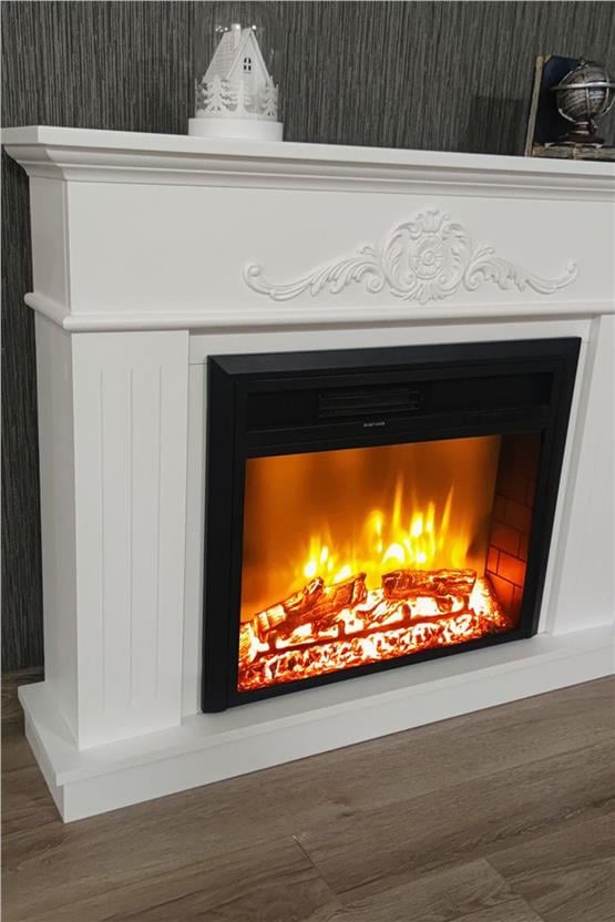 DLC Fabıenne Elektrikli Deko Şömine Çizgili Beyaz EF23 (DLC1172)