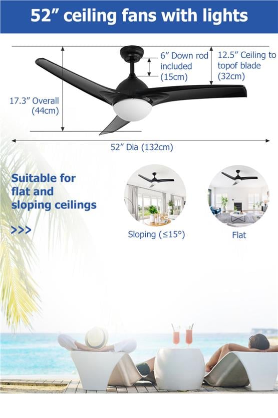 DLC Favonıo Led Tavan Vantilatörü Siyah 132 Cm (DCF-W186S)