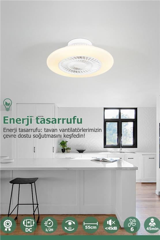 DLC Nord Led Tavan Vantilatörü Beyaz Kumandalı 60 Cm (CMBF-FS6020B)