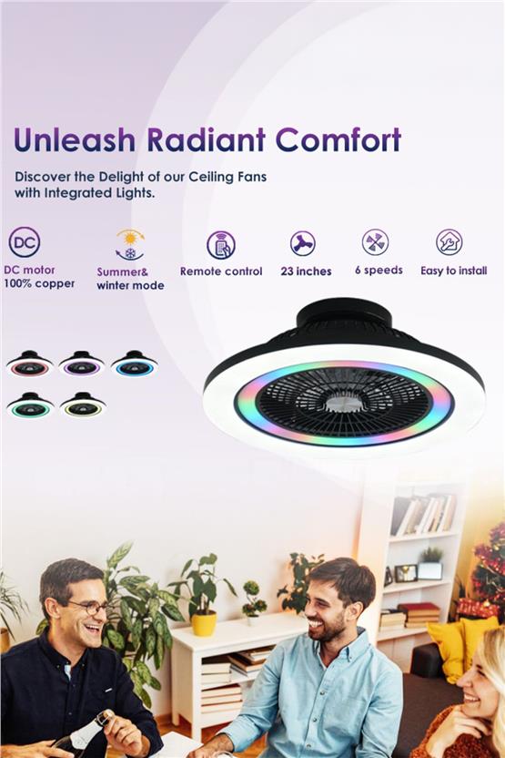 DLC Ovest Rgb Led Tavan Vantilatörü Kumandalı 58 Cm (CMBF-FS5020S)