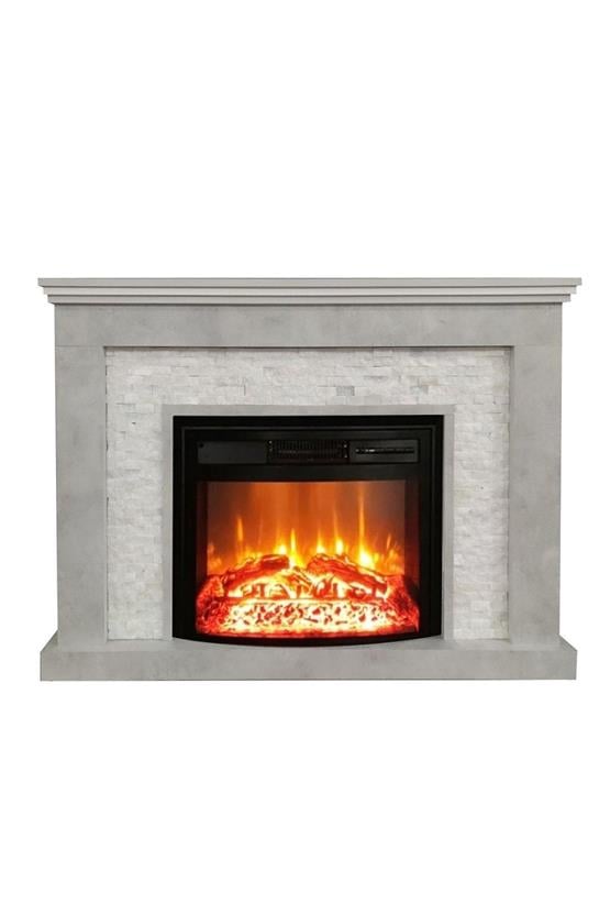 DLC Retro Beyaz Taşlı Elektrikli Şömine 2613l (DLC1198)