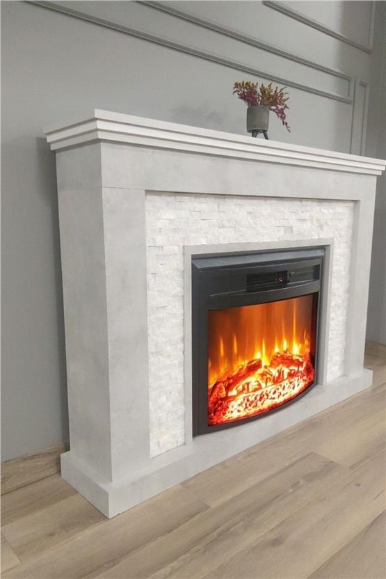 DLC Retro Beyaz Taşlı Elektrikli Şömine 2613l (DLC1198)
