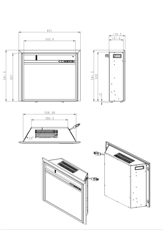 DLC Şömine Flat Iç Ünite 1800 Watt (EF-23)