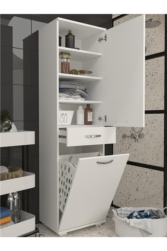 Dorpek Ayris Çok Amaçlı Dolap Kiler Dolabı Mutfak Banyo Dolabı Beyaz