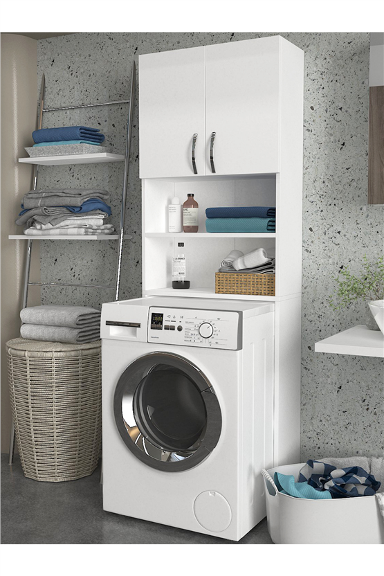 Dorpek Banos Çok amaçlı Banyo Dolabı Çamaşır Makinesi Dolabı Beyaz
