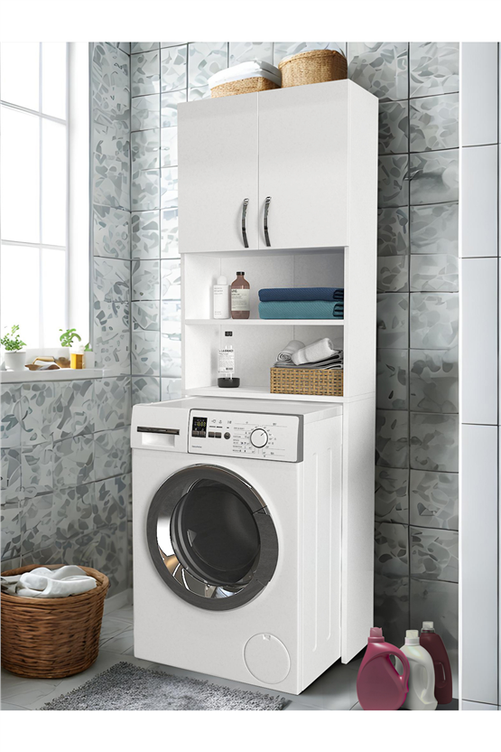 Dorpek Banos Çok amaçlı Banyo Dolabı Çamaşır Makinesi Dolabı Beyaz