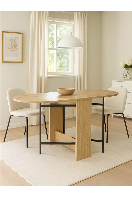 Dorpek Bianda Pratik Katlanır - Açılır Kapanır Mutfak Masası 4- 6 Kişilik Yemek Masası Sepet