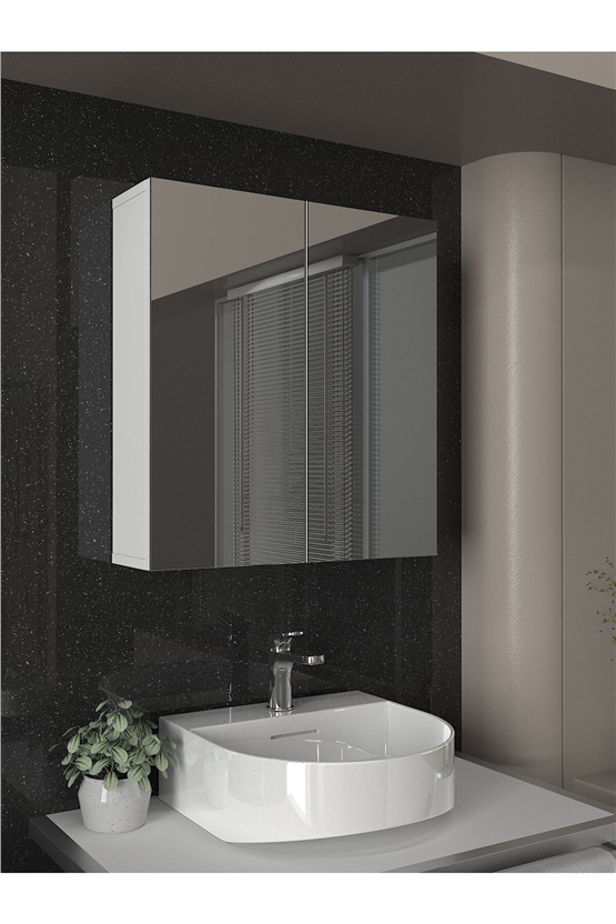 Dorpek Binary Banyo Üst Dolabı Aynalı Dolap Çok Amaçlı Dolap Beyaz