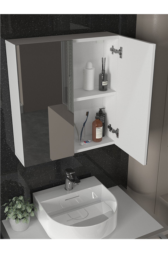Dorpek Binary Banyo Üst Dolabı Aynalı Dolap Çok Amaçlı Dolap Beyaz