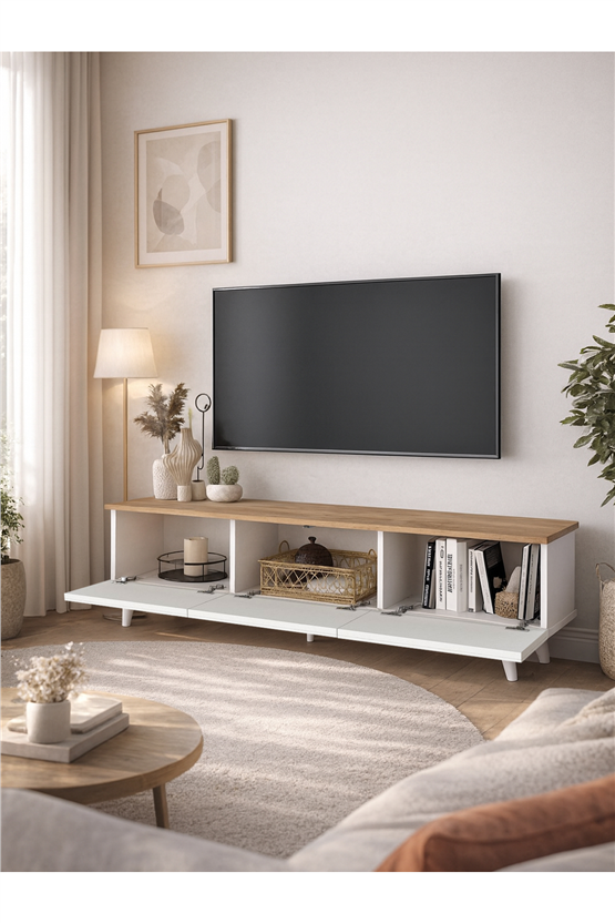 Dorpek Bono Ayaklı Tv Ünitesi, Bohem Tv Ünitesi 150 cm - Kolay Kurulum Salon Mobilyası