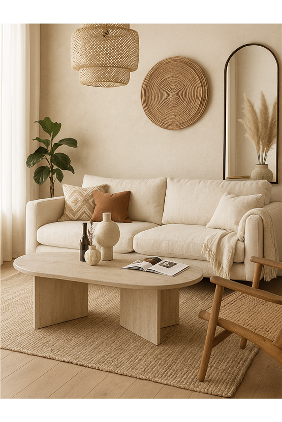 Dorpek Cortado Çok Amaçlı Elips Orta sehpa Traverten