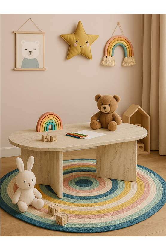 Dorpek Cortado Çok Amaçlı Elips Orta sehpa Traverten