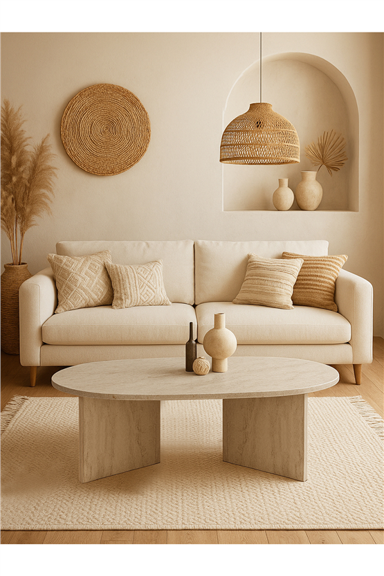 Dorpek Cortado Çok Amaçlı Elips Orta sehpa Traverten