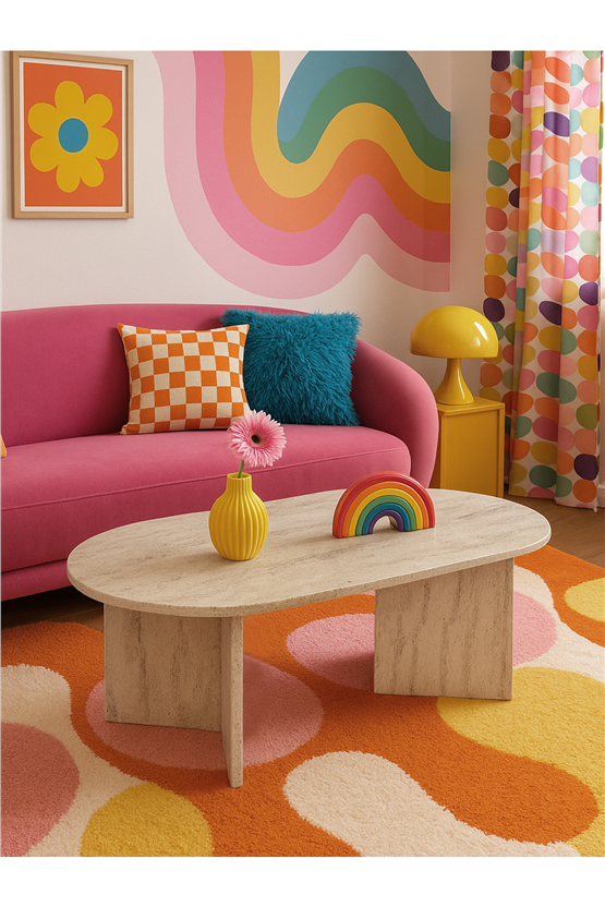 Dorpek Cortado Çok Amaçlı Elips Orta sehpa Traverten