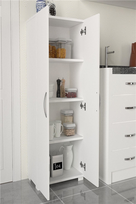 Dorpek Devika 2 Kapaklı Çok Amaçlı Dolap – Geniş Raflı / Mutfak-Banyo-Hol Kullanımı / Kolay Montaj