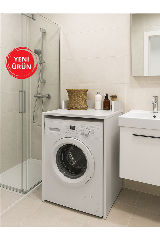 Dorpek Doliva Çamaşır Makinesi Dolabı Çok Amaçlı Dolap Banyo Dolabı Beyaz
