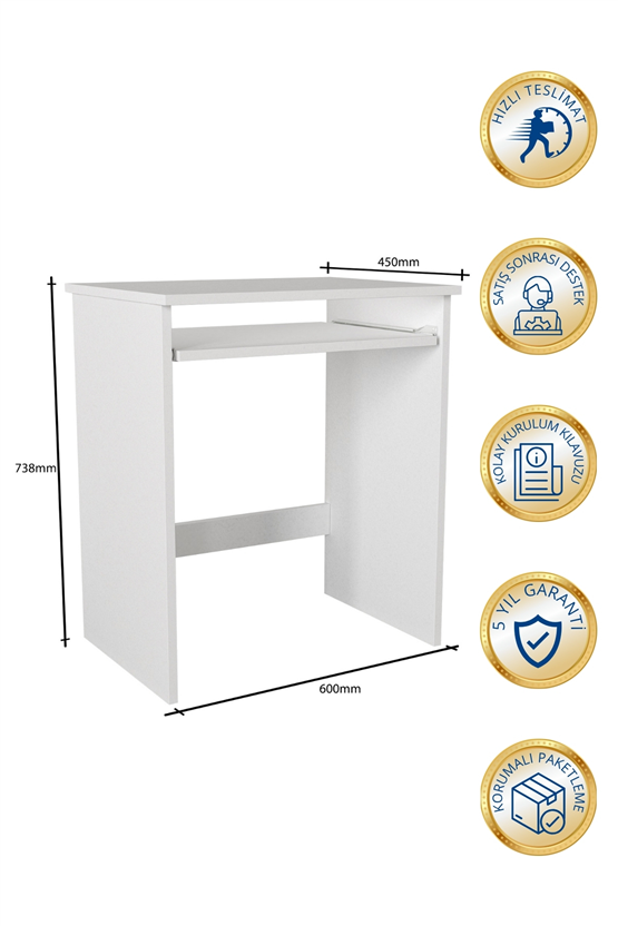 Dorpek Gilda Bilgisayar Pc Çalışma Laptop Masası Beyaz