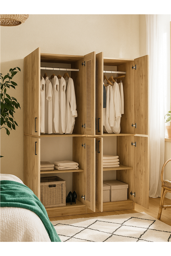 Dorpek Monza 4 Kapaklı Gardırop - 182 cm Y, 122 cm G - Genç Odası ve Yatak Odası Gardırop