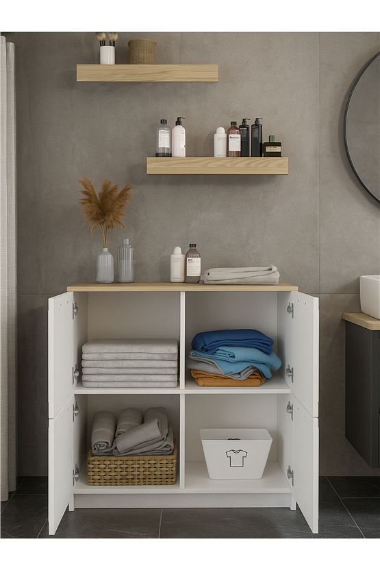 Dorpek Nifida Çok Amaçlı Dolap Kiler Dolabı Raflı Kahve Köşesi Beyaz - Rota