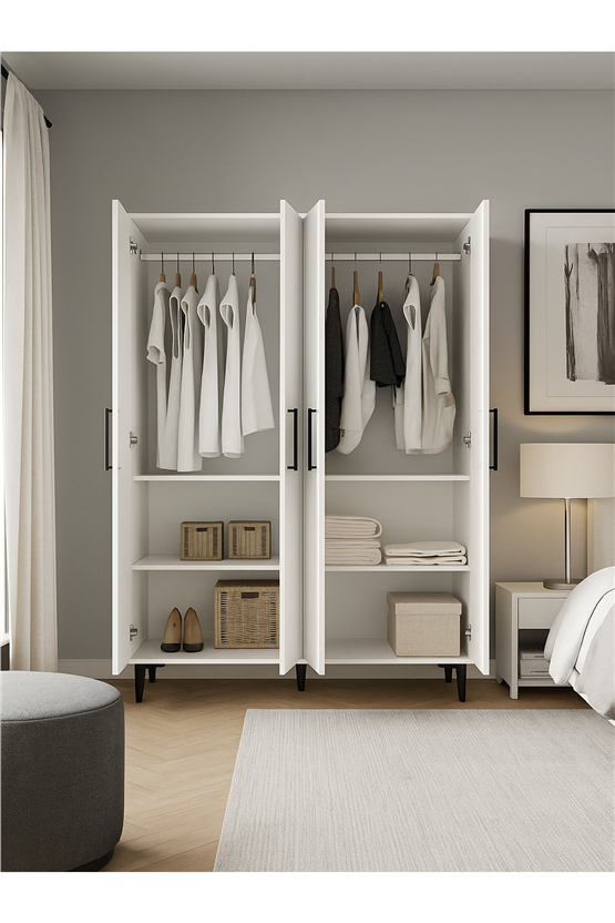 Dorpek Nuna 4 Kapaklı Gardırop – 180x120 cm Genç ve Yatak Odası Dolabı