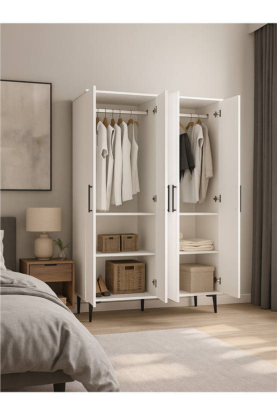 Dorpek Nuna 4 Kapaklı Gardırop – 180x120 cm Genç ve Yatak Odası Dolabı
